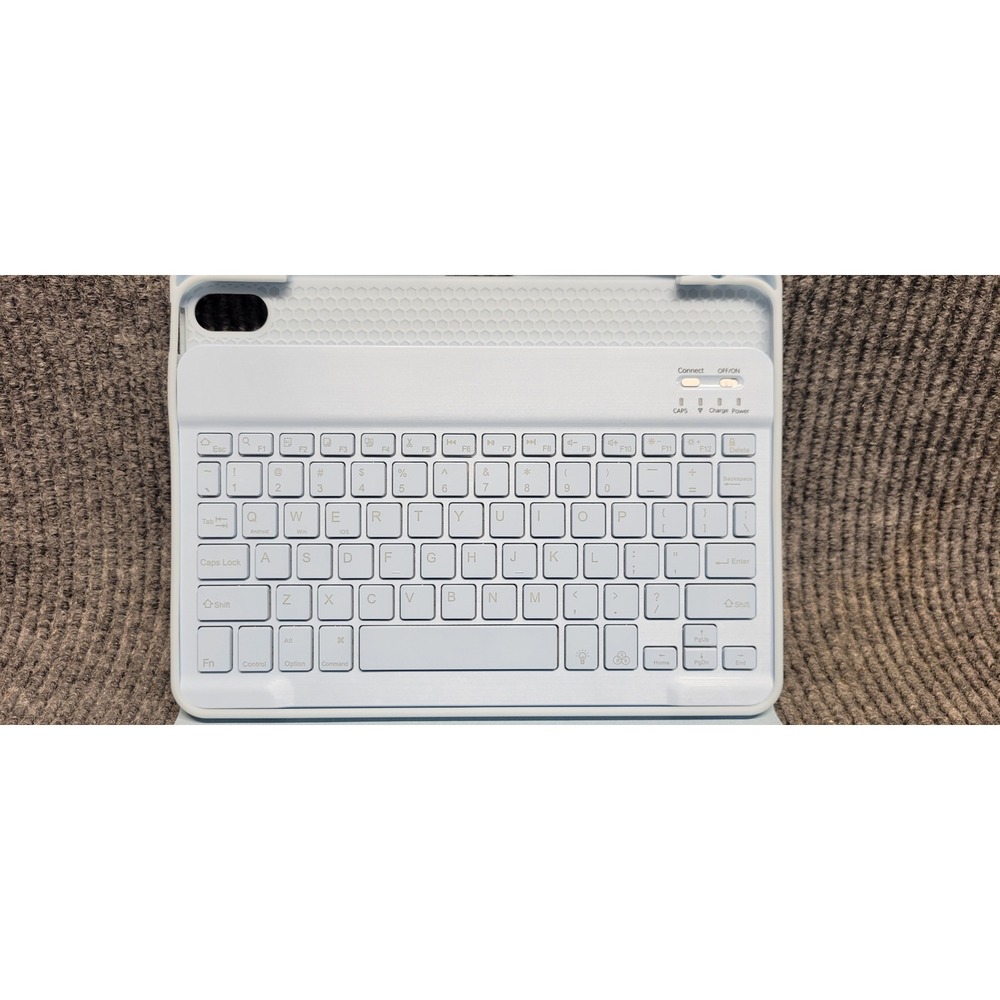 Light Blue Bluetooth Keyboard Tablet Case Folio Cover‎ USB-C Rechargeable